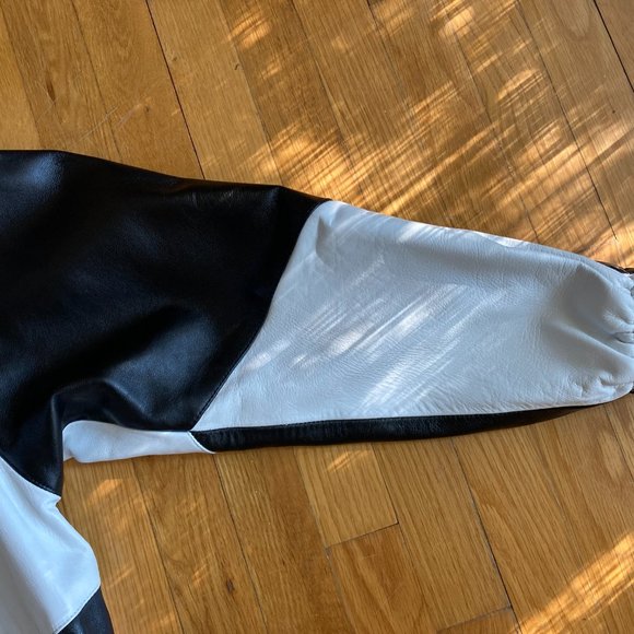 TALK OF THE WALK buttery soft black and white Leather Jacket - Picture 7 of 7